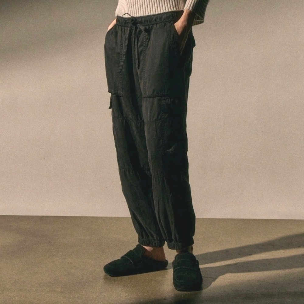 James Perse Soft Fluid Cargo Pants Black Joggers Modal Luxury Streetwear Medium